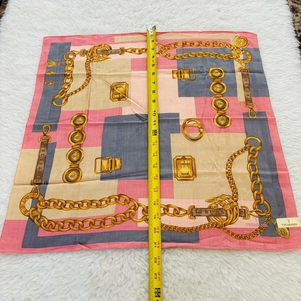 Trussardi Cotton Multicolor Square Bandanna/Scarf Size 21” X 21”approximately